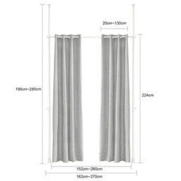 Sobuy Kls12-Hg, Blackout Curtain With Adjustable Metal Rods, Opaque Curtain For Rooms, Grey,162-266 Cm X 199-262 Cm - thumbnail 3