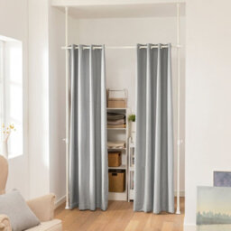 Sobuy Kls12-Hg, Blackout Curtain With Adjustable Metal Rods, Opaque Curtain For Rooms, Grey,162-266 Cm X 199-262 Cm - thumbnail 2