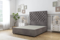 "Sloomy Mayfair Slate Naples Divan Bed Base No Drawers With 26"" Strutted Headboard 3' Single"