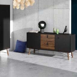 Furniture To Go Ry Sideboard 2 Doors + 2 Drawers Matt Black Walnut - thumbnail 7