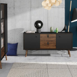 Furniture To Go Ry Sideboard 2 Doors + 2 Drawers Matt Black Walnut - thumbnail 5