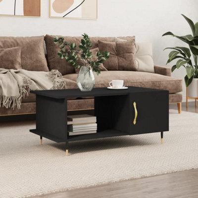 Berkfield Coffee Table Black 90X50X40 Cm Engineered Wood - image 1