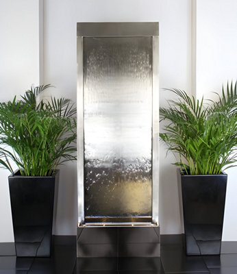 Primrose Giant Brushed Stainless Steel Silver Water Wall Cascade Commercial Water Feature 174Cm - image 1