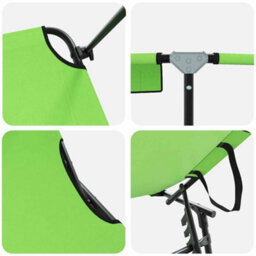 Berkfield Folding Sun Lounger With Canopy Green 600D Oxford Fabric - thumbnail 7
