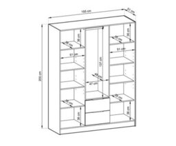 Arte Nelly Contemporary Mirrored Hinged 3 Door Wardrobe Graphite 2 Drawers 8 Shelves 1 Rail Lamela Decor (H)2000mm (W)1550mm (D)510mm - thumbnail 4