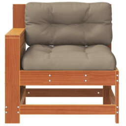 Berkfield Garden Armrest Sofa With Cushion Wax Brown Solid Wood Pine - thumbnail 4