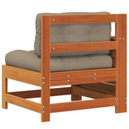 Berkfield Garden Armrest Sofa With Cushion Wax Brown Solid Wood Pine - thumbnail 6