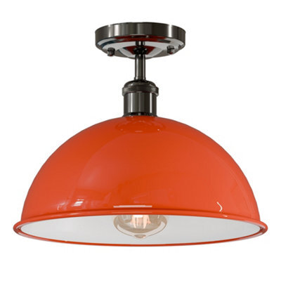 Industrial-Semi Flush Mount Vintage Ceiling Light Metal 30Cm Dome Lampshade Mini Pendant Lighting  For Living Room - image 1