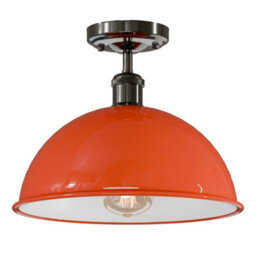 Industrial-Semi Flush Mount Vintage Ceiling Light Metal 30Cm Dome Lampshade Mini Pendant Lighting  For Living Room - thumbnail 1