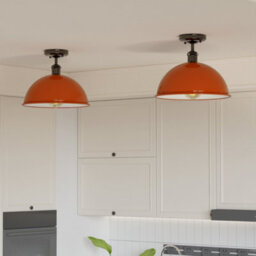 Industrial-Semi Flush Mount Vintage Ceiling Light Metal 30Cm Dome Lampshade Mini Pendant Lighting  For Living Room - thumbnail 2