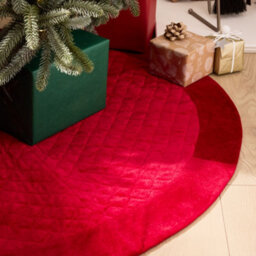 "Dibor Red Velvet Quilted Christmas Tree Decoration Christmas Tree Skirt 48"""