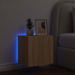 Berkfield Durable Tv Wall Cabinet With Led Lights Sonoma Oak 40.5X35X40 Cm - thumbnail 4