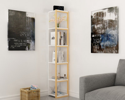 Decorotika Texas 5-Tier Bookcase Shelving Unit White & Gold - image 1