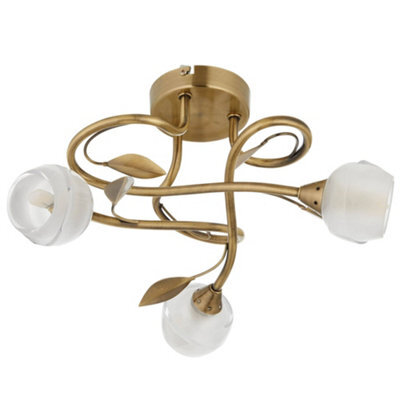 Pagazzi Lighting Pagazzi Maywood 3 Light Semi Flush Ceiling Light Antique Brass - image 1