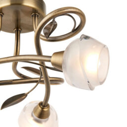 Pagazzi Lighting Pagazzi Maywood 3 Light Semi Flush Ceiling Light Antique Brass - thumbnail 4