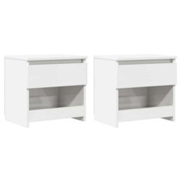 Berkfield Elegant Bedside Cabinets 2 Pcs High Gloss White 40X30X39 Cm Engineered Wood - thumbnail 1