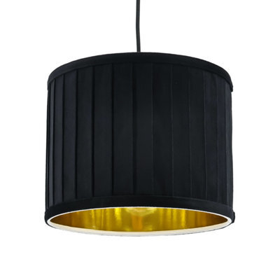 First Choice Lighting Sundance - Black Velvet Pleated 25Cm Lamp Shade With Gold Inner - image 1