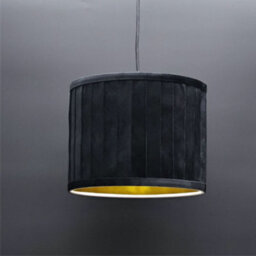 First Choice Lighting Sundance - Black Velvet Pleated 25Cm Lamp Shade With Gold Inner - thumbnail 2