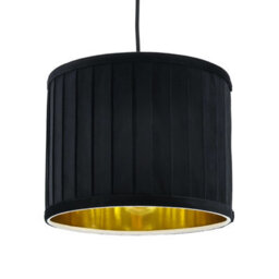 First Choice Lighting Sundance - Black Velvet Pleated 25Cm Lamp Shade With Gold Inner - thumbnail 1