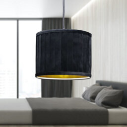 First Choice Lighting Sundance - Black Velvet Pleated 25Cm Lamp Shade With Gold Inner - thumbnail 5