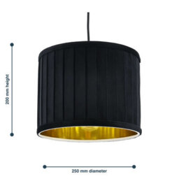 First Choice Lighting Sundance - Black Velvet Pleated 25Cm Lamp Shade With Gold Inner - thumbnail 7