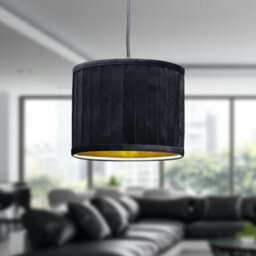 First Choice Lighting Sundance - Black Velvet Pleated 25Cm Lamp Shade With Gold Inner - thumbnail 4