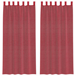 Berkfield Voile Curtains With Loops 2 Pcs Wine Red 140X245 Cm - thumbnail 2