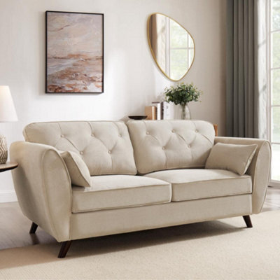 Home Detail Mona 3 Seater Sofa, Beige Linen - image 1