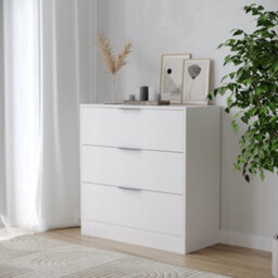 Urbn-Living Urbnliving Width 80Cm White Colour Chest Of 3 Drawers Modern Compact Storage Bedside Metal Handle Cabinet Bedroom Furniture - thumbnail 2