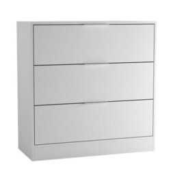Urbn-Living Urbnliving Width 80Cm White Colour Chest Of 3 Drawers Modern Compact Storage Bedside Metal Handle Cabinet Bedroom Furniture - thumbnail 1