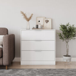 Urbn-Living Urbnliving Width 80Cm White Colour Chest Of 3 Drawers Modern Compact Storage Bedside Metal Handle Cabinet Bedroom Furniture - thumbnail 5