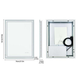 Luvodi 700 X 900mm 3 Colors Dimmable Led Bathroom Mirror Modern Vanity Mirrors With Lights For Wall - thumbnail 2