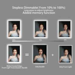Luvodi 700 X 900mm 3 Colors Dimmable Led Bathroom Mirror Modern Vanity Mirrors With Lights For Wall - thumbnail 5