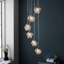 Luminosa Lighting Luminosa Mesmer Plate Pendant Ceiling Lamp, Chrome Plate With Glass, Glass Beads - thumbnail 4
