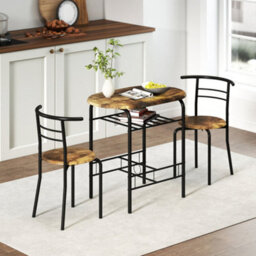 Wyld Haus Vepa Rustic Brown Compact 3-Piece Dining Set - Table And 2 Chairs, Industrial Oak-Effect Finish - thumbnail 7