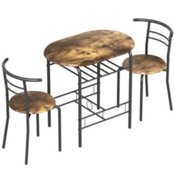 Wyld Haus Vepa Rustic Brown Compact 3-Piece Dining Set - Table And 2 Chairs, Industrial Oak-Effect Finish - thumbnail 1