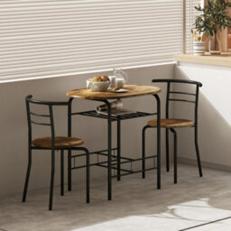 Wyld Haus Vepa Rustic Brown Compact 3-Piece Dining Set - Table And 2 Chairs, Industrial Oak-Effect Finish - thumbnail 8