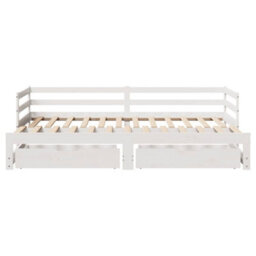Berkfield Daybed With Trundle And Drawers Without Mattress White 80X200 Cm - thumbnail 4