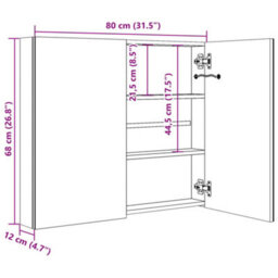 Walplus Led Bathroom Mirror Cabinet Concrete Grey 80X12X68 Cm - thumbnail 8