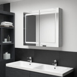 Walplus Led Bathroom Mirror Cabinet Concrete Grey 80X12X68 Cm
