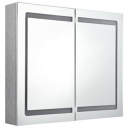 Walplus Led Bathroom Mirror Cabinet Concrete Grey 80X12X68 Cm - thumbnail 3