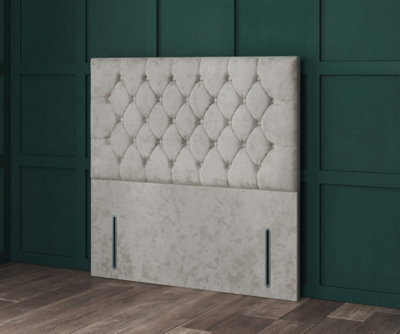 Comfy Deluxe 4Ft Gold Crush Velvet Princess Chesterfield With Fabric Buttons    Floorstanding 54Inch Headboard - image 1