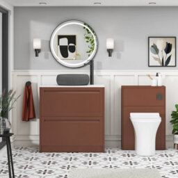Royal Bathrooms Royal Bathroom Elmore 800mm Terracotta Clay Freestanding Countertop Bathroom Vanity Unit 2 Drawer With Milan Black Basin - thumbnail 5