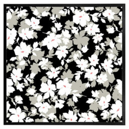 "Andrew Lee Grey, White & Black Flowers (Picutre Frame) / 20X20"" / Oak" - thumbnail 4