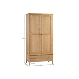 Julian Bowen Cotswold 2 Door 1 Drawer Wardrobe - thumbnail 8