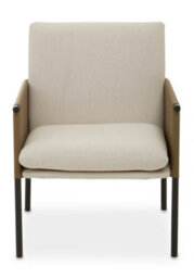 Orsina White Fabric Dining Chair With Straight Legs, Fabric Upholstered Dining Room Chair, Accent Arm Chair