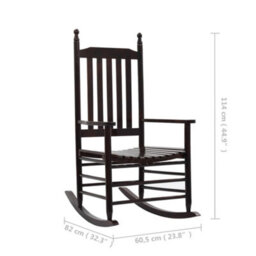 Berkfield Rocking Chair With Curved Seat Brown Poplar Wood - thumbnail 8