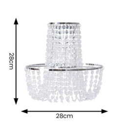 Valuelights Tegan Silver Jewel Acrylic Droplet Chandelier Easy Fit Ceiling Light Shade (D)28Cm - thumbnail 6