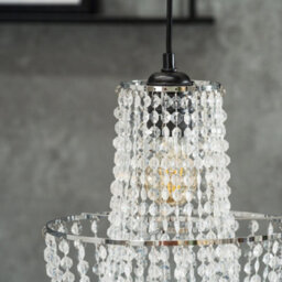 Valuelights Tegan Silver Jewel Acrylic Droplet Chandelier Easy Fit Ceiling Light Shade (D)28Cm - thumbnail 3