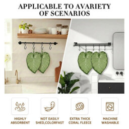 2 Pack Green Leaf Hand Towel Absorbent Super Soft And Fast Drying Hanging Kitchen Towels Leaf Funny Hand Towels For Bath Kitchen - thumbnail 5